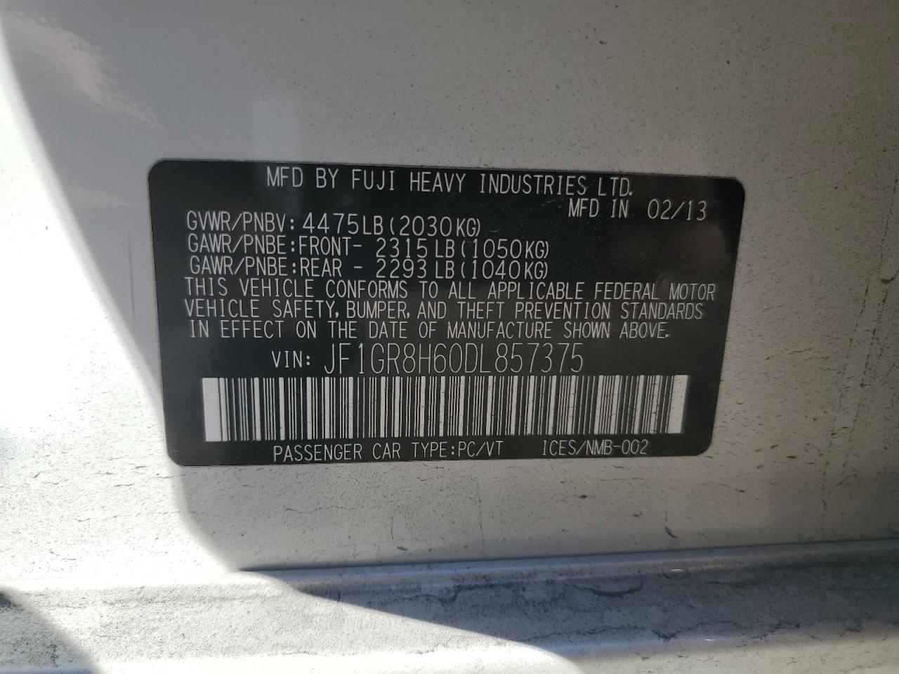 2013 SUBARU IMPREZA