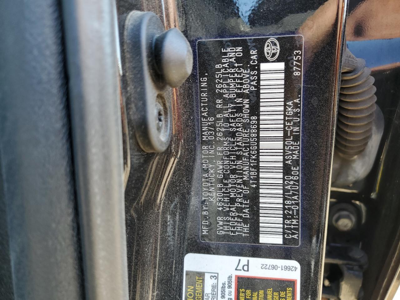 2016 TOYOTA CAMRY