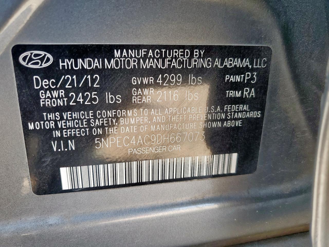 2013 HYUNDAI SONATA