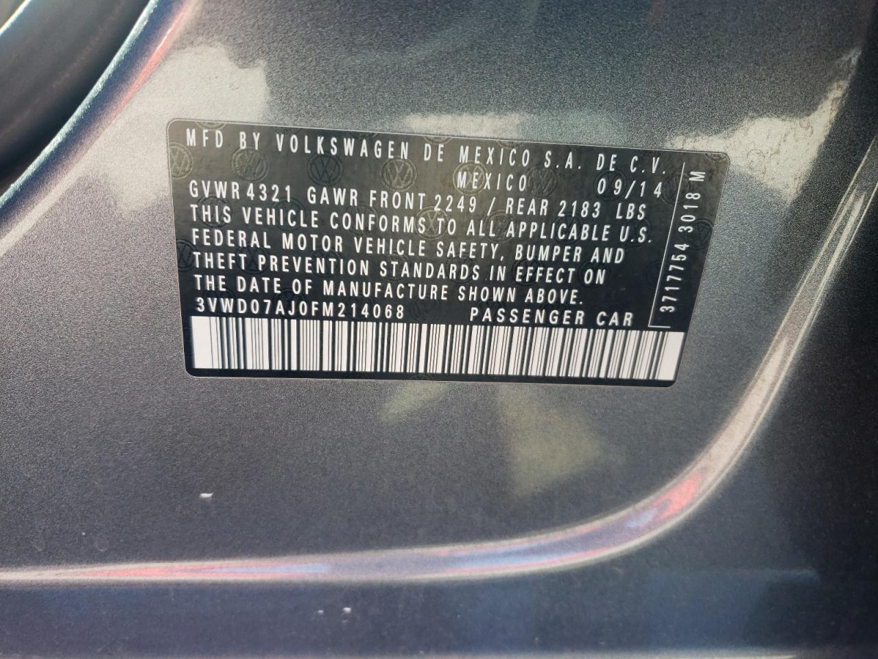 2015 VOLKSWAGEN JETTA