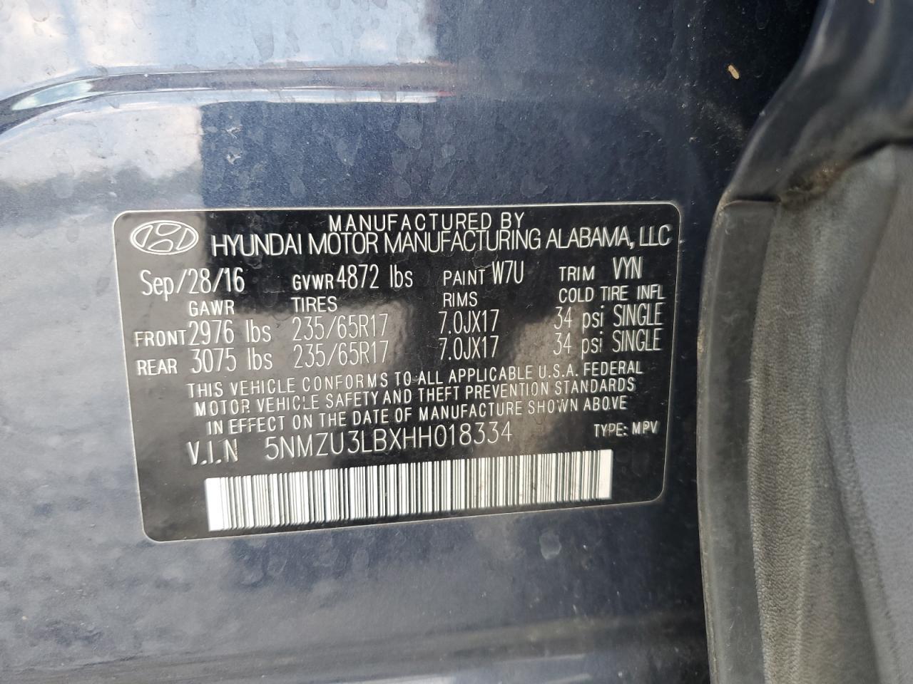 2017 HYUNDAI SANTA FE