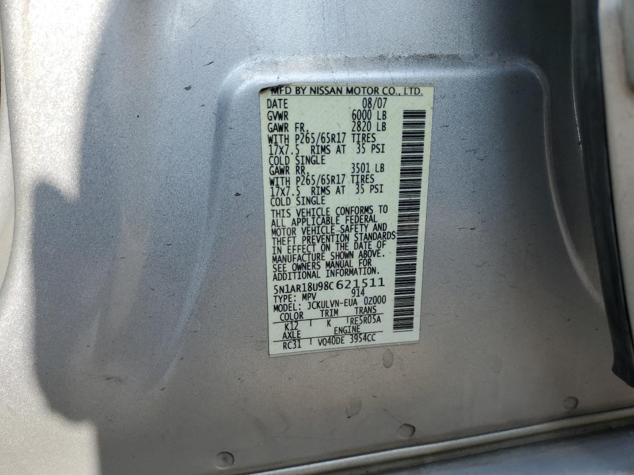 2008 NISSAN PATHFINDER