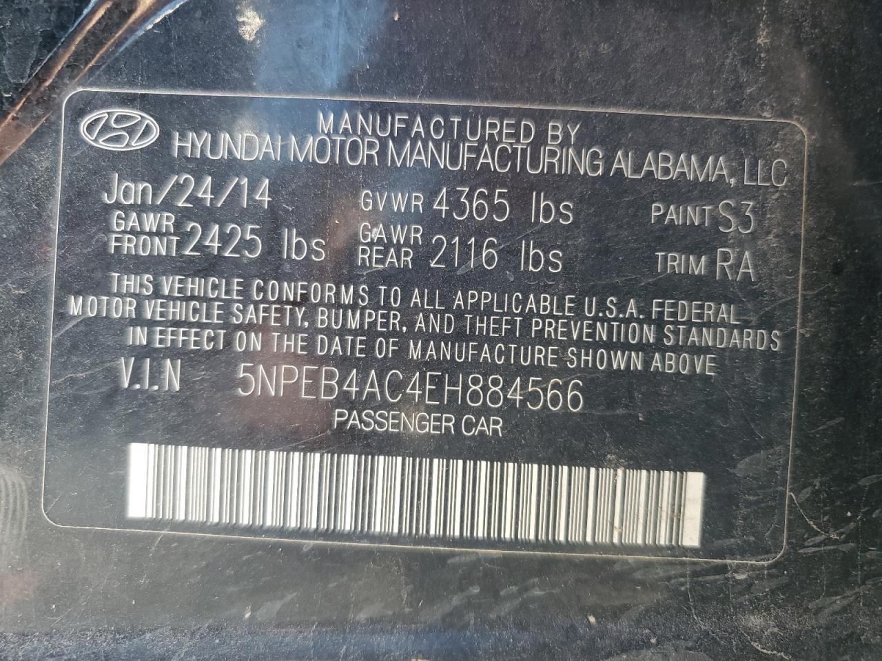 2014 HYUNDAI SONATA