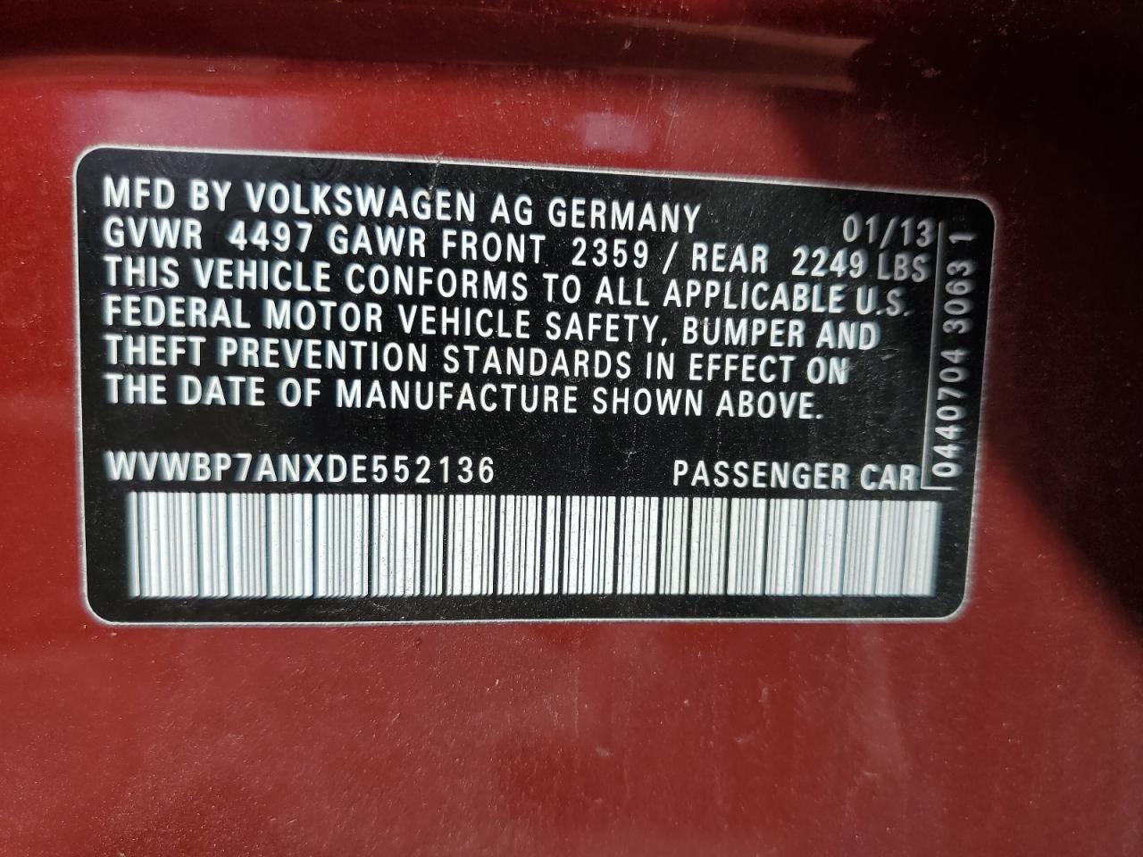 2013 VOLKSWAGEN CC