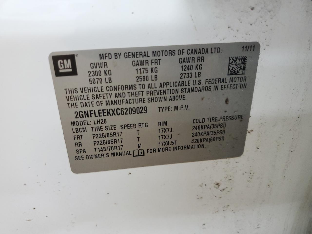 2012 CHEVROLET EQUINOX