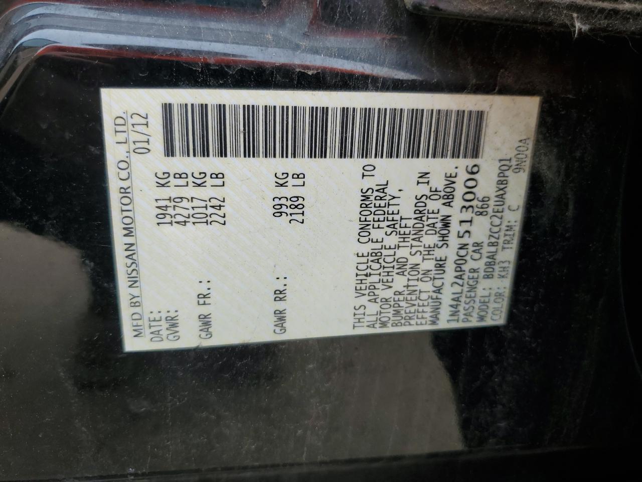 2012 NISSAN ALTIMA