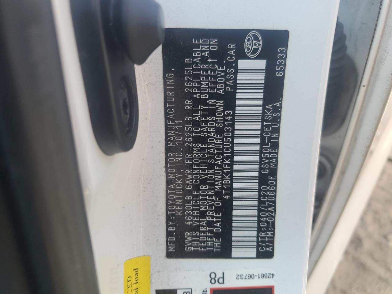 2012 TOYOTA CAMRY