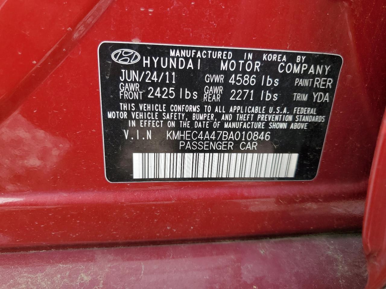 2011 HYUNDAI SONATA