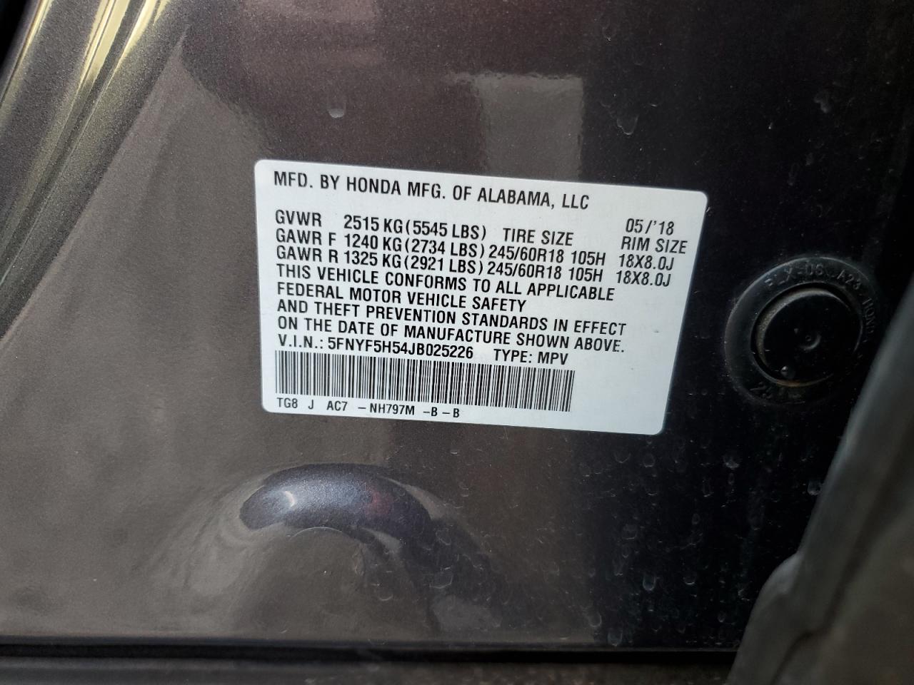 2018 HONDA PILOT