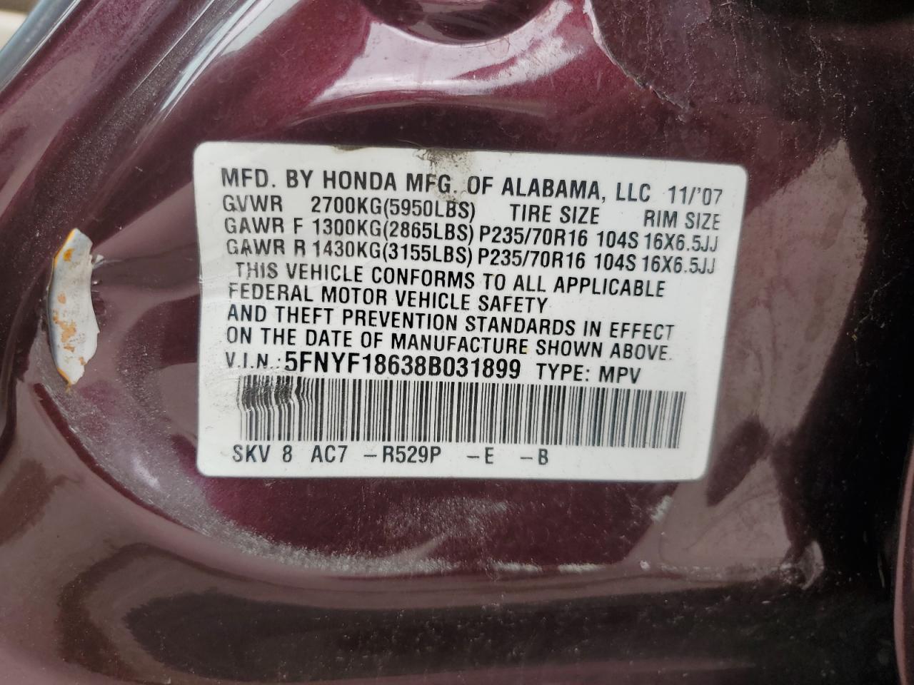 2008 HONDA PILOT