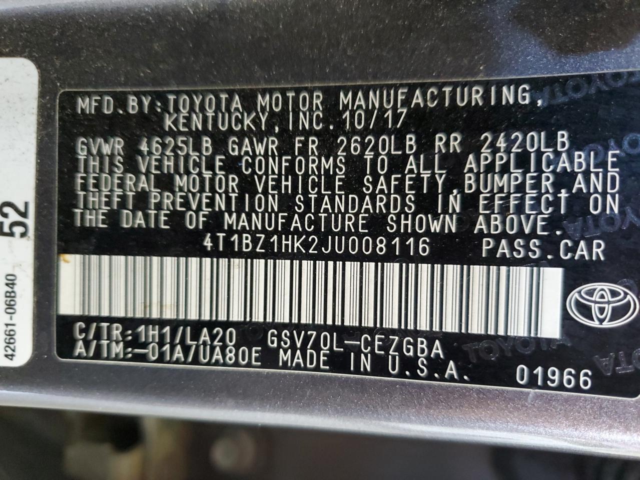 2018 TOYOTA CAMRY