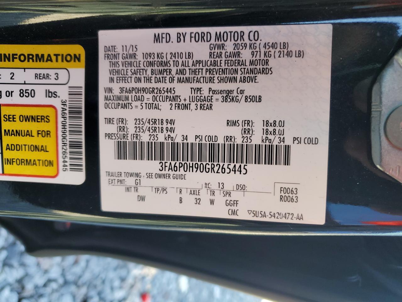 2016 FORD FUSION