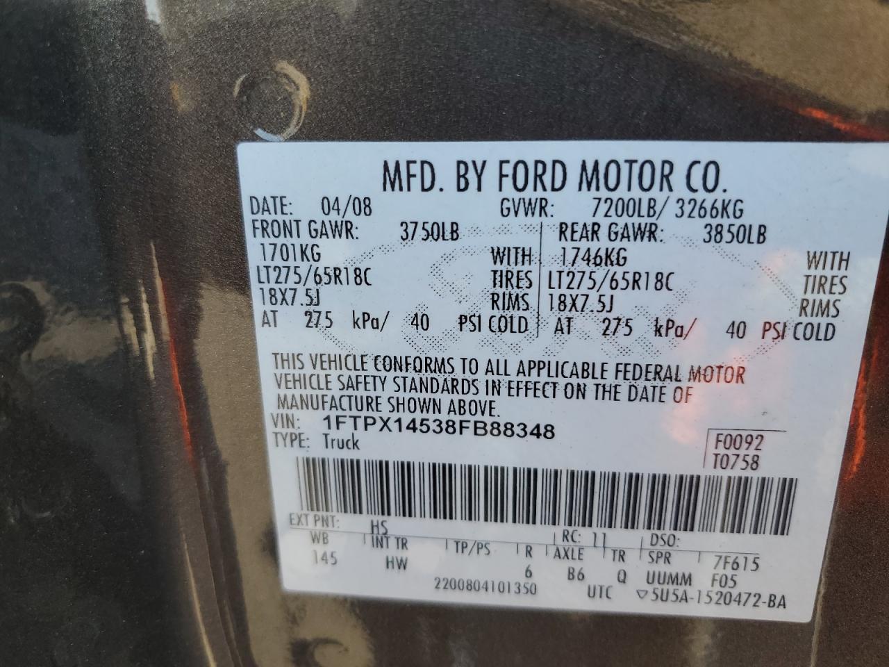 2008 FORD F-150 Lightning