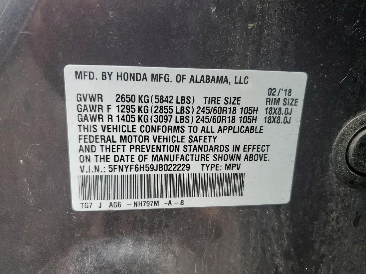 2018 HONDA PILOT