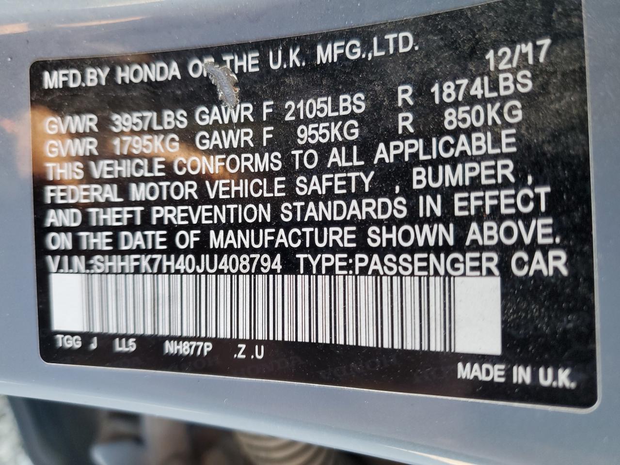 2018 HONDA CIVIC