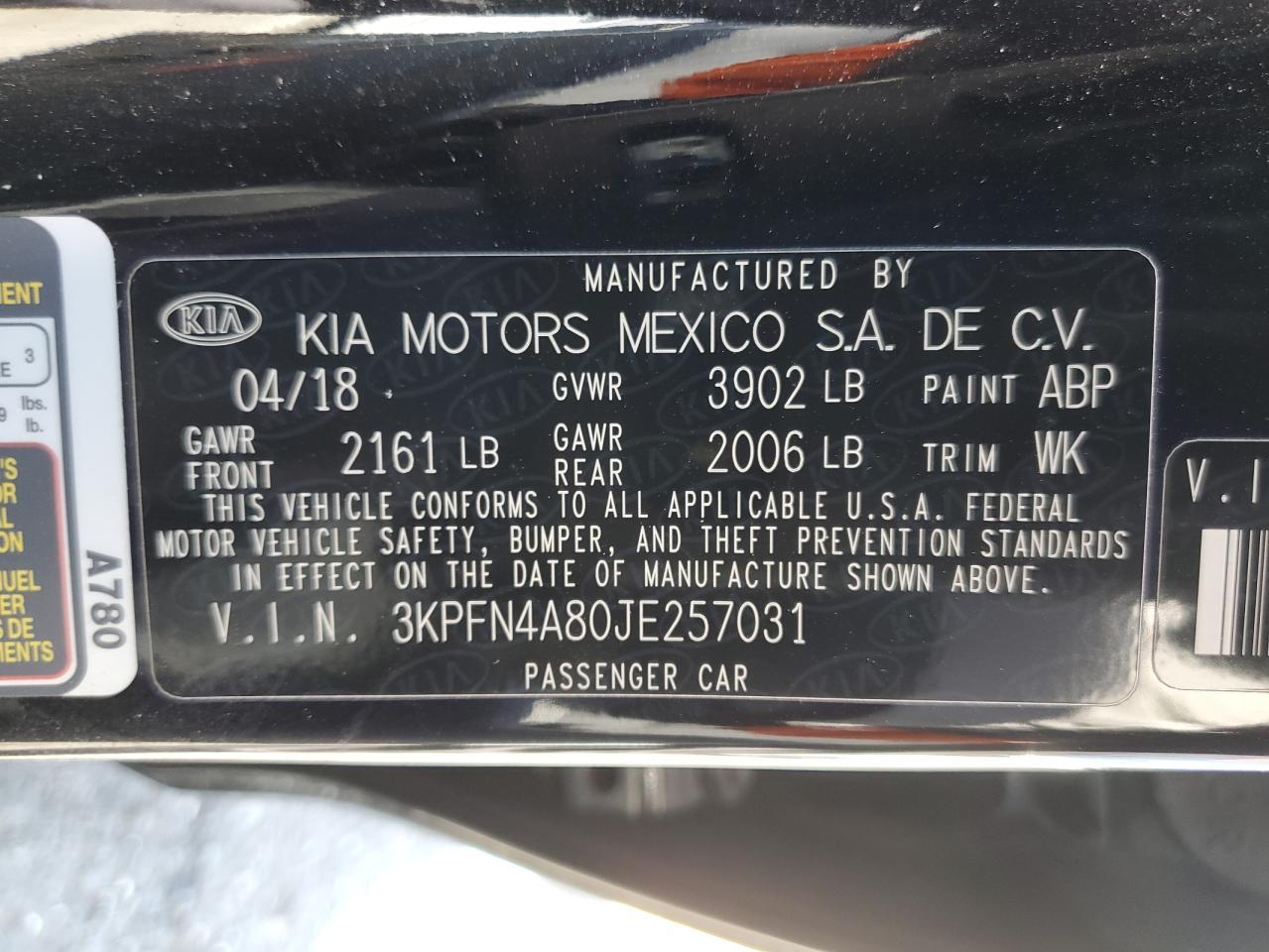 2018 KIA FORTE