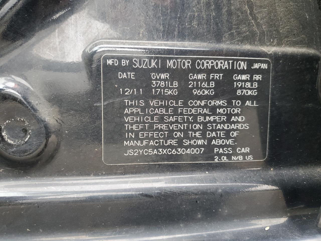 2012 SUZUKI SX4