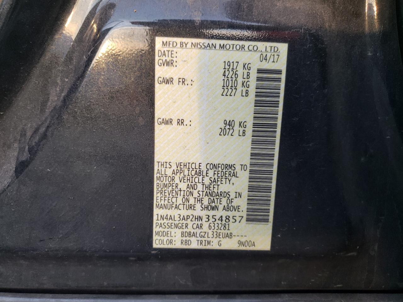 2017 NISSAN ALTIMA