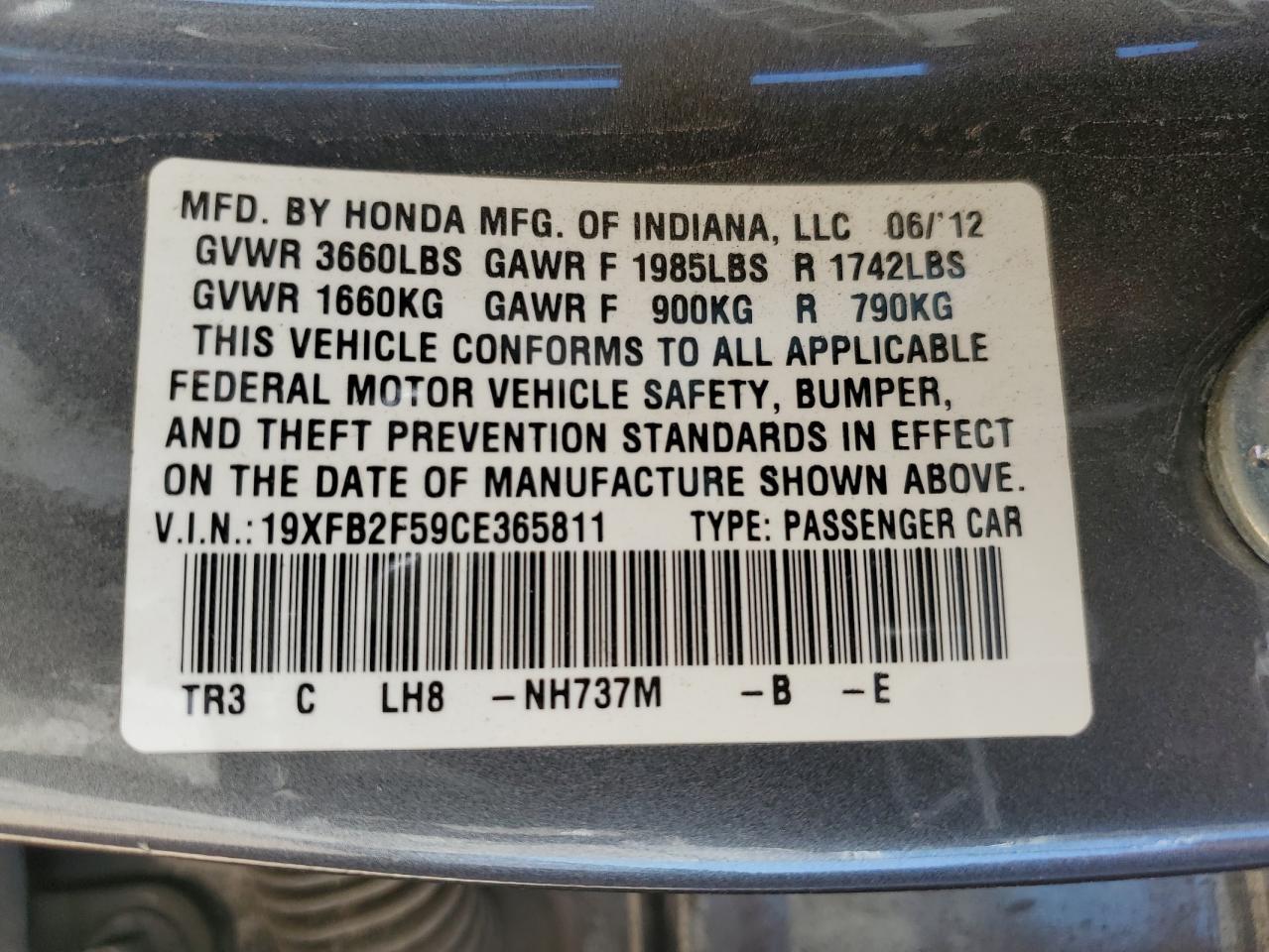 2012 HONDA CIVIC