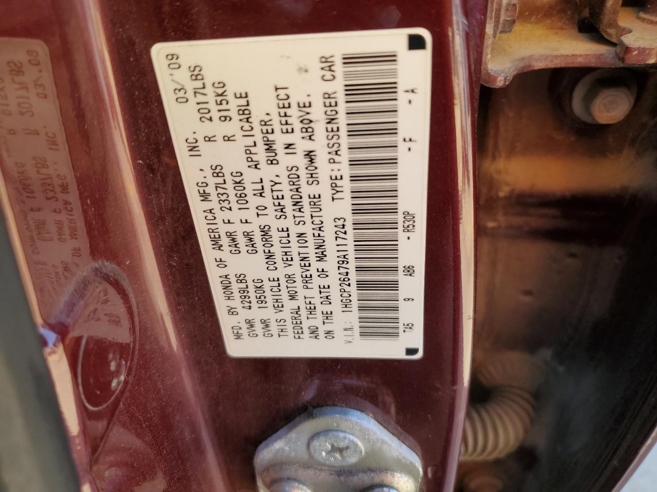 2009 HONDA ACCORD