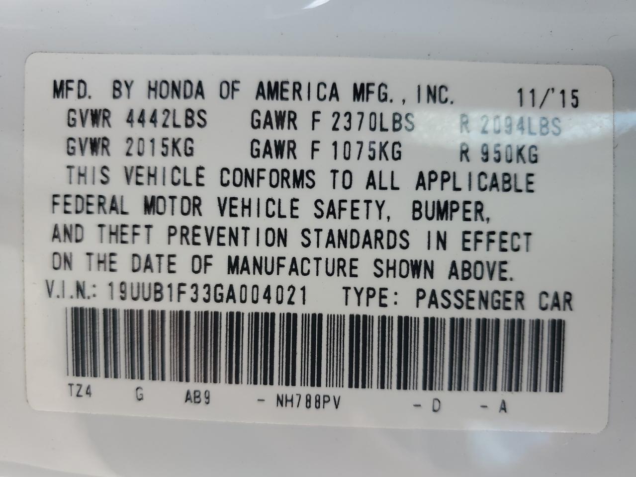 2016 ACURA TLX