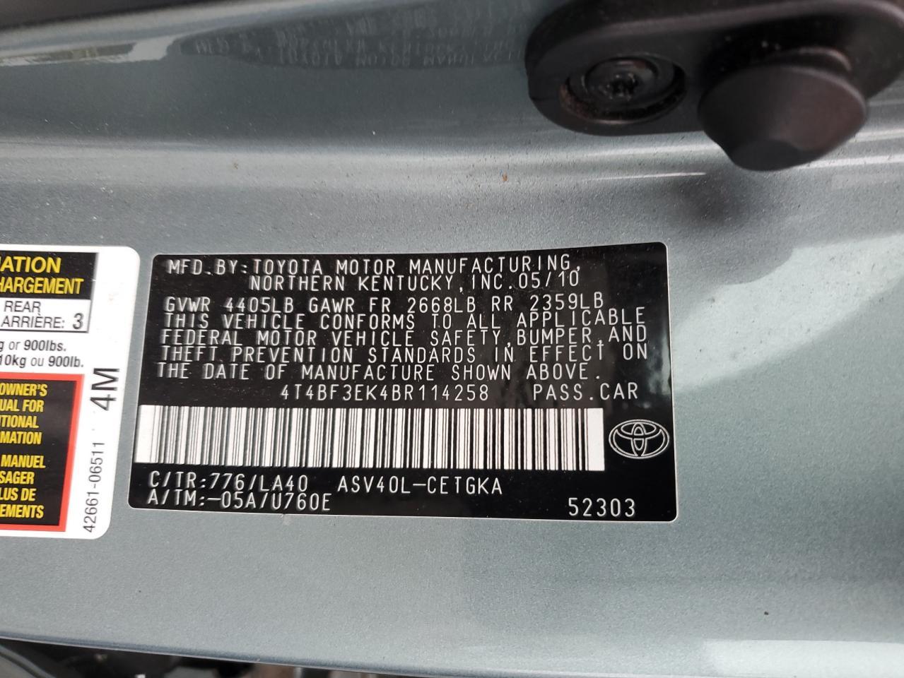 2011 TOYOTA CAMRY