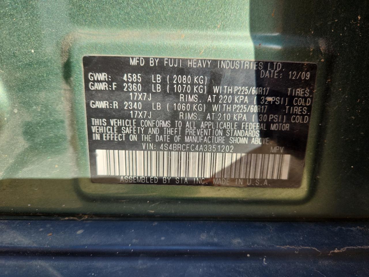 2010 SUBARU Outback