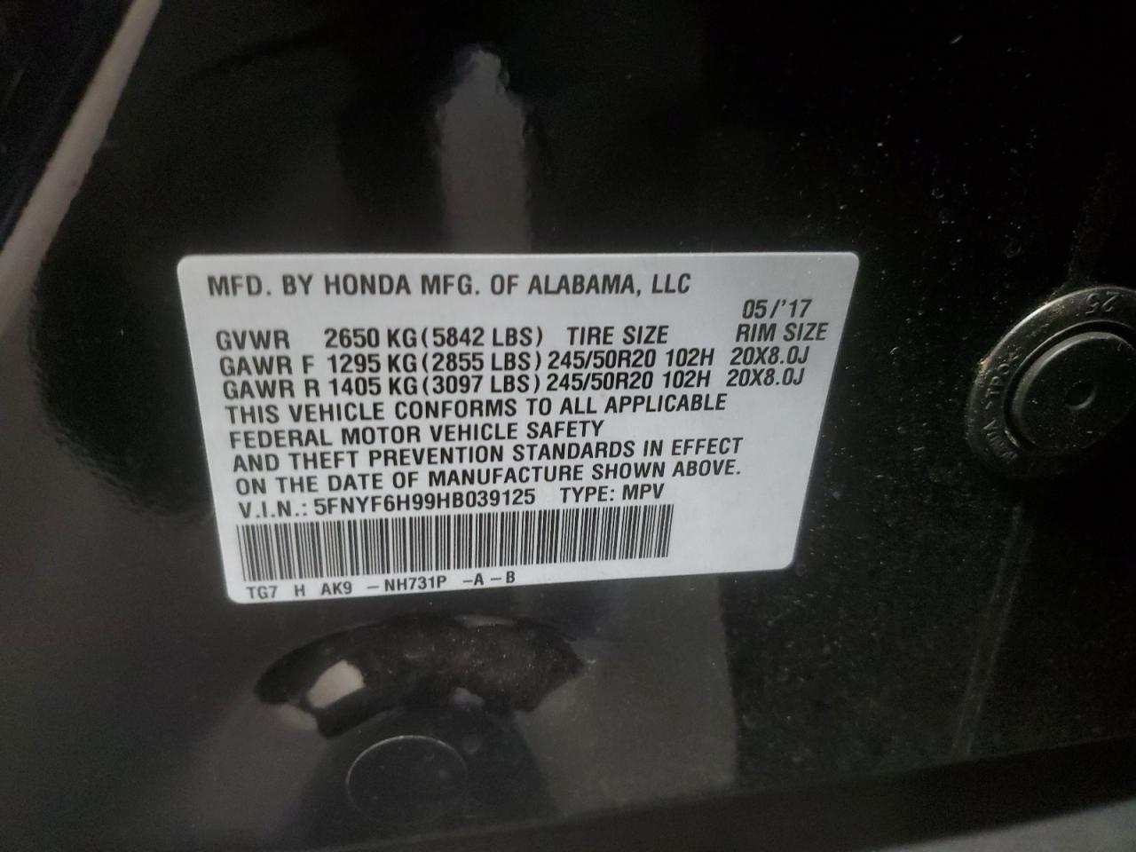 2017 HONDA PILOT