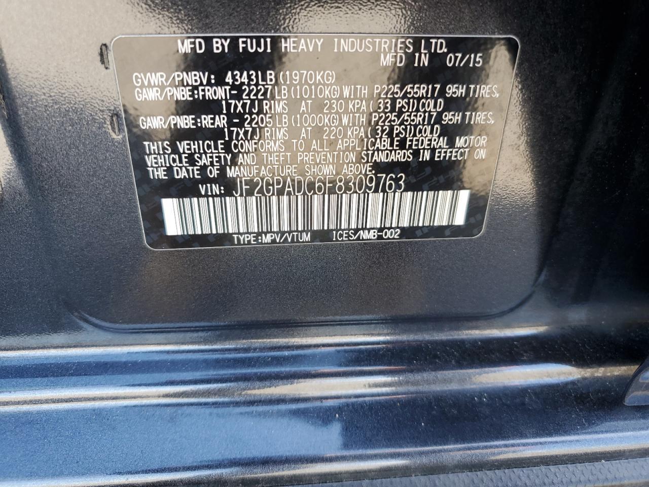 2015 SUBARU XV Crosstrek