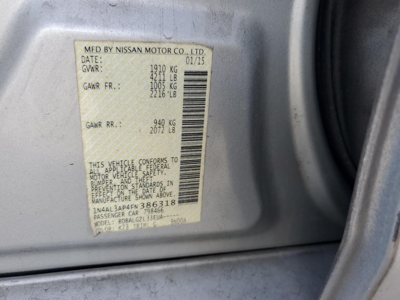 2015 NISSAN ALTIMA
