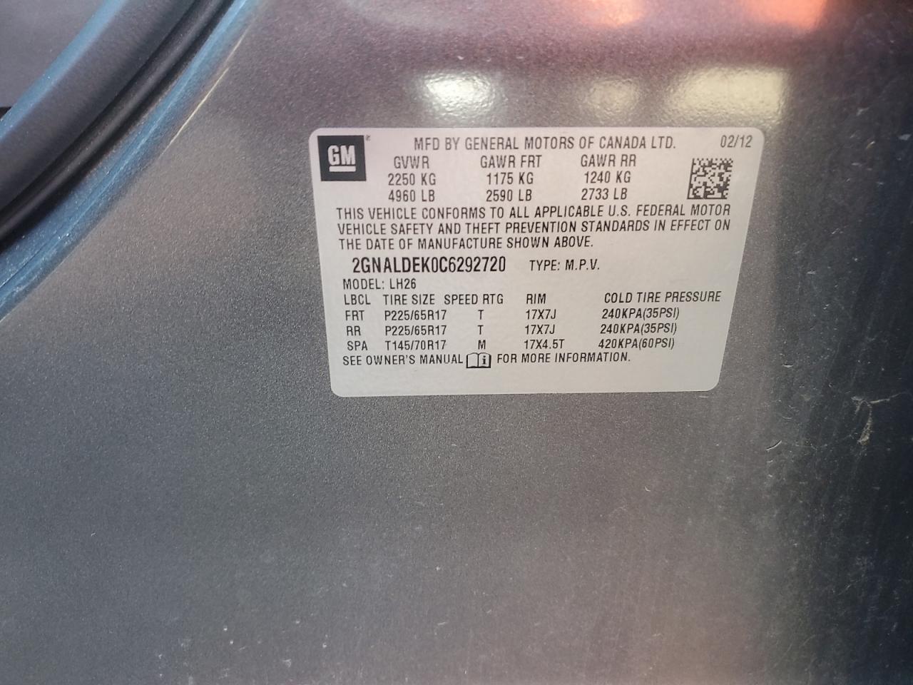 2012 CHEVROLET EQUINOX