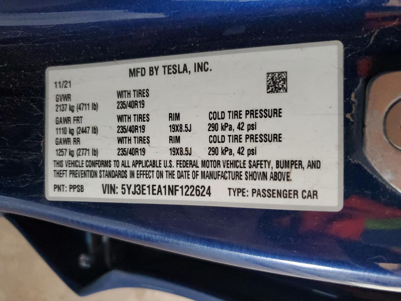 2022 TESLA MODEL 3