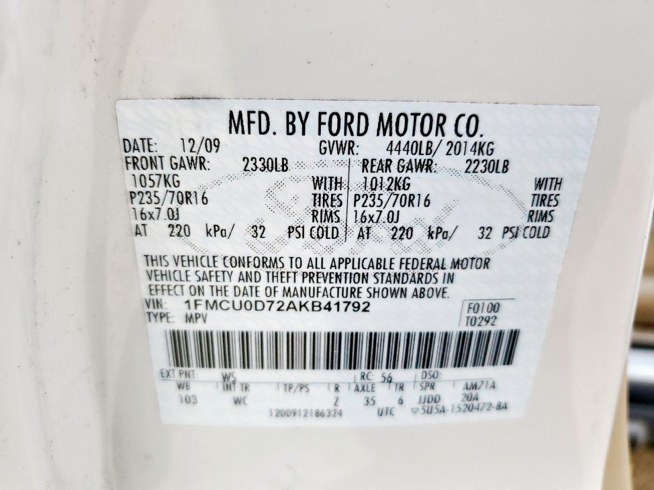 2010 FORD ESCAPE