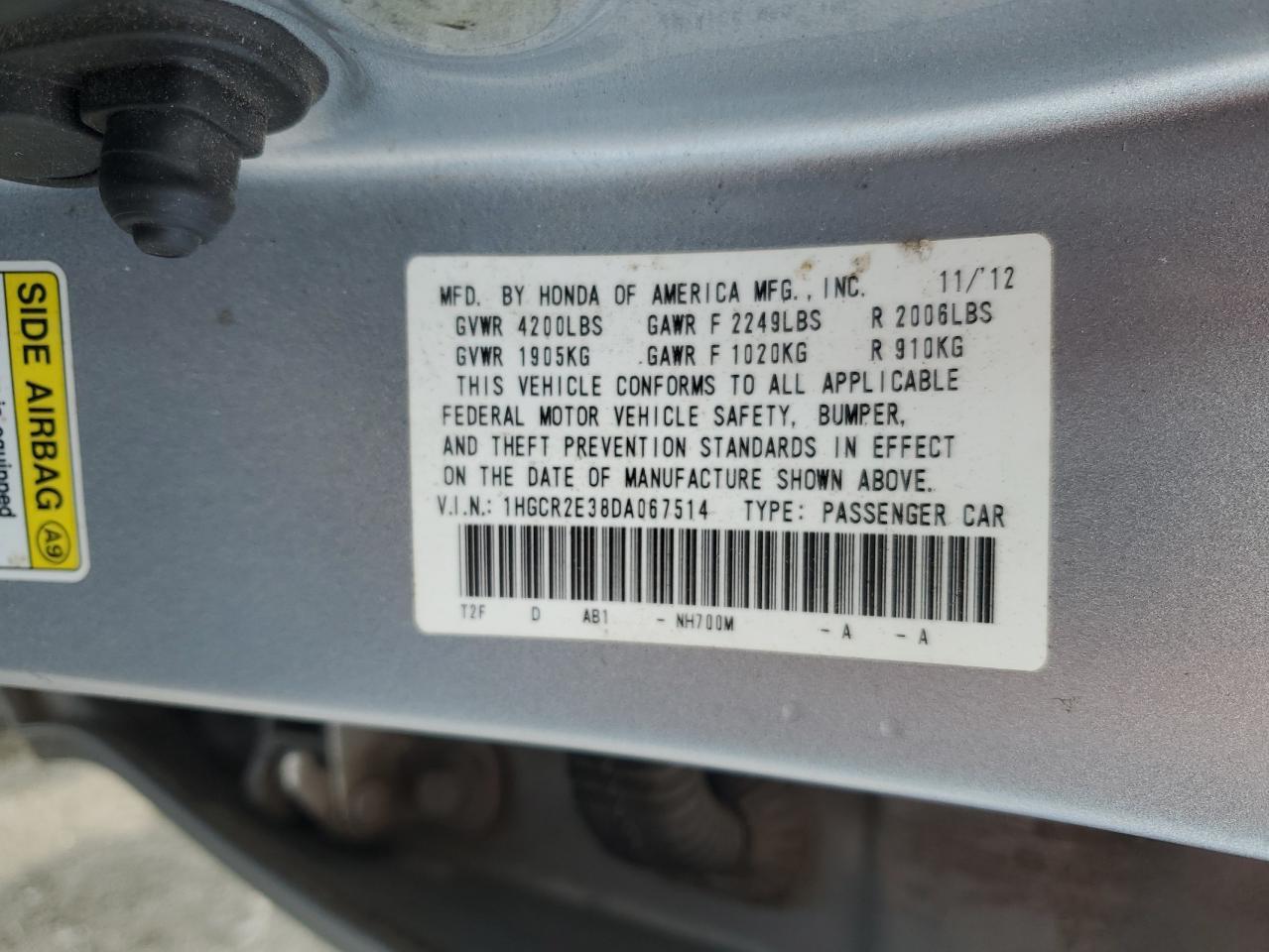 2013 HONDA ACCORD