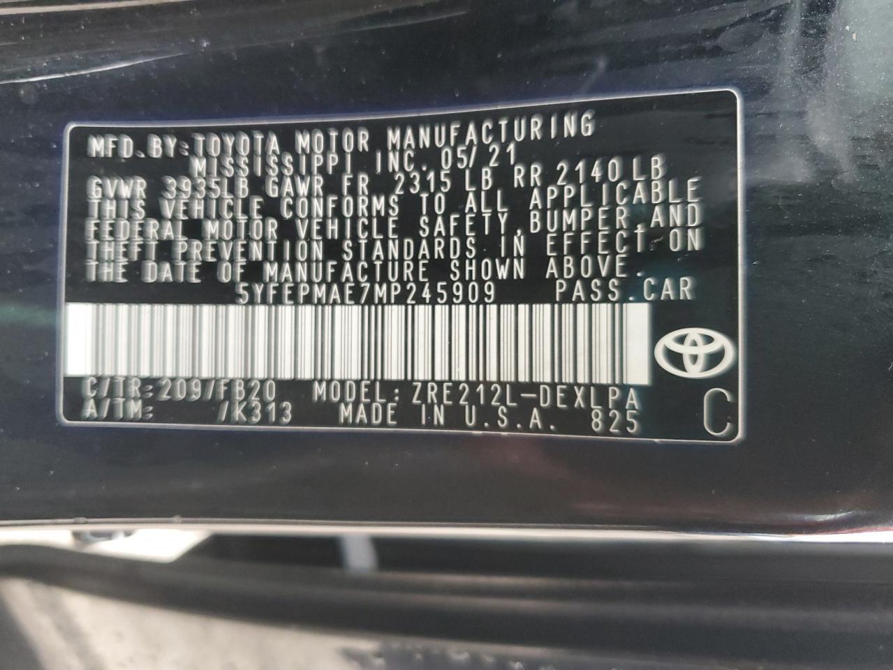 2021 TOYOTA COROLLA