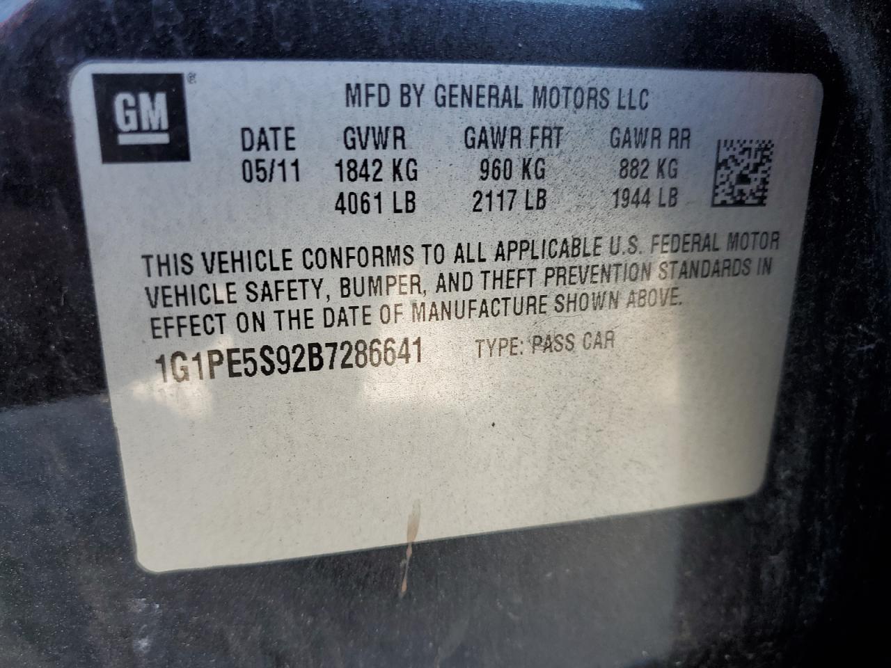 2011 CHEVROLET CRUZE