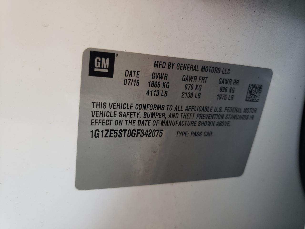 2016 CHEVROLET MALIBU