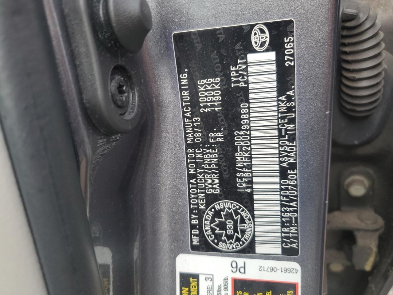 2013 TOYOTA CAMRY