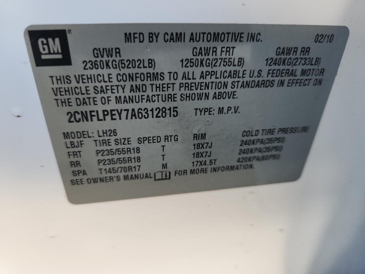 2010 CHEVROLET EQUINOX