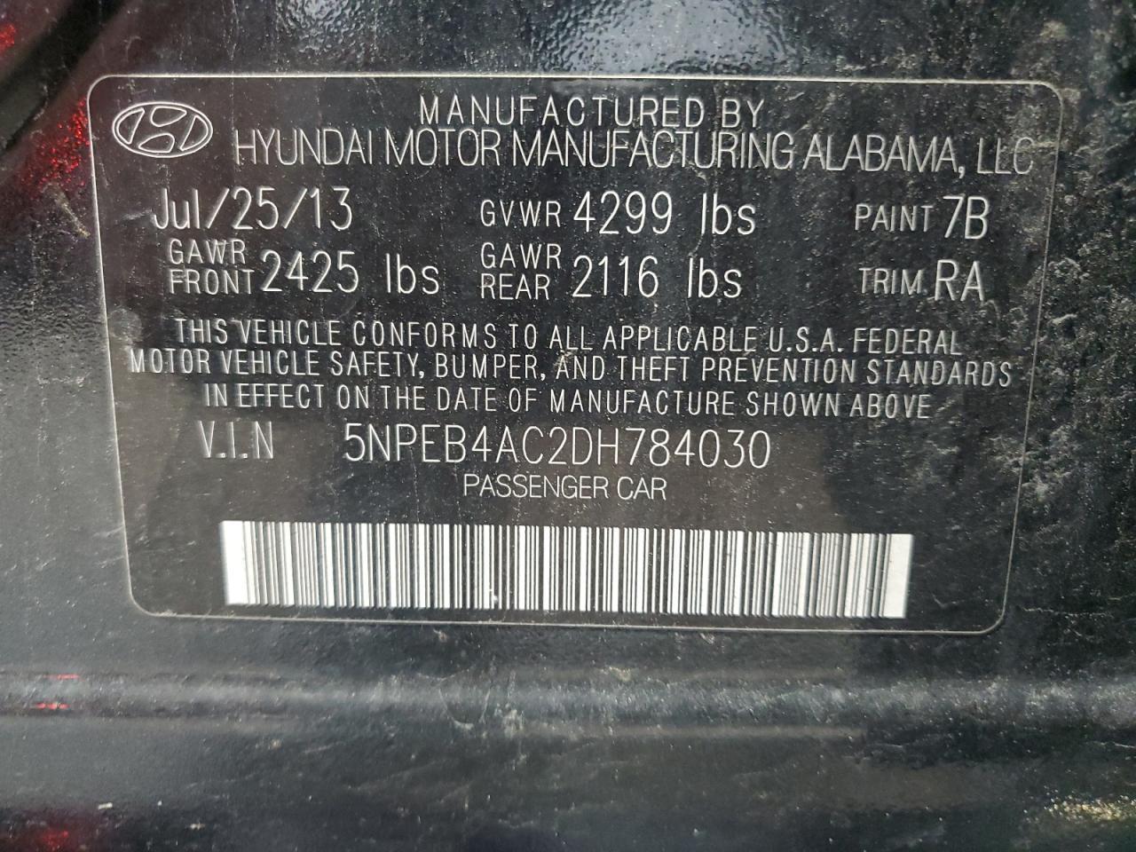 2013 HYUNDAI SONATA