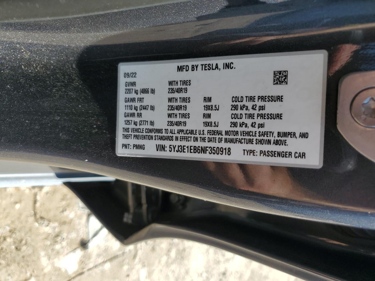 2022 TESLA MODEL 3