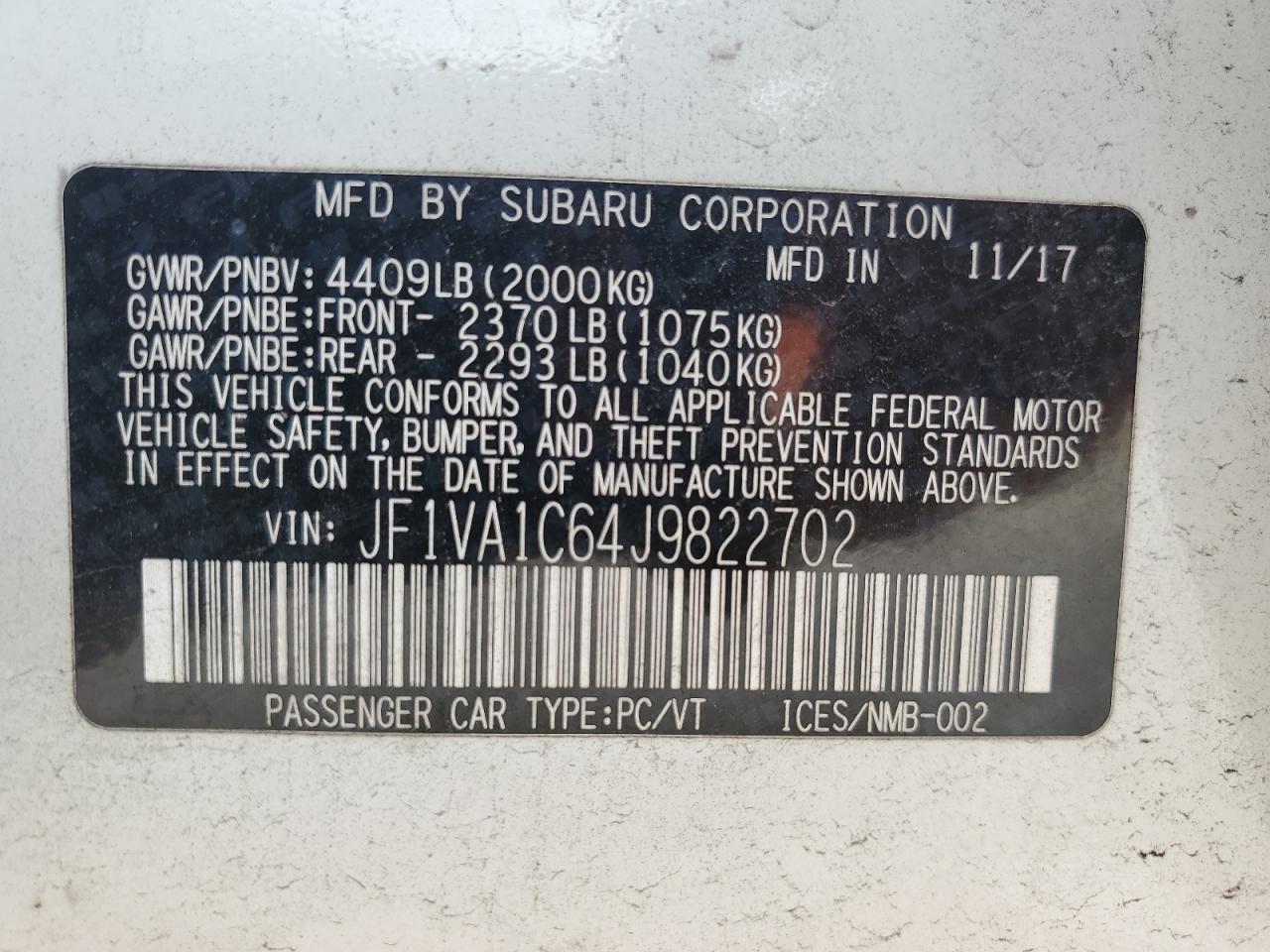 2018 SUBARU WRX
