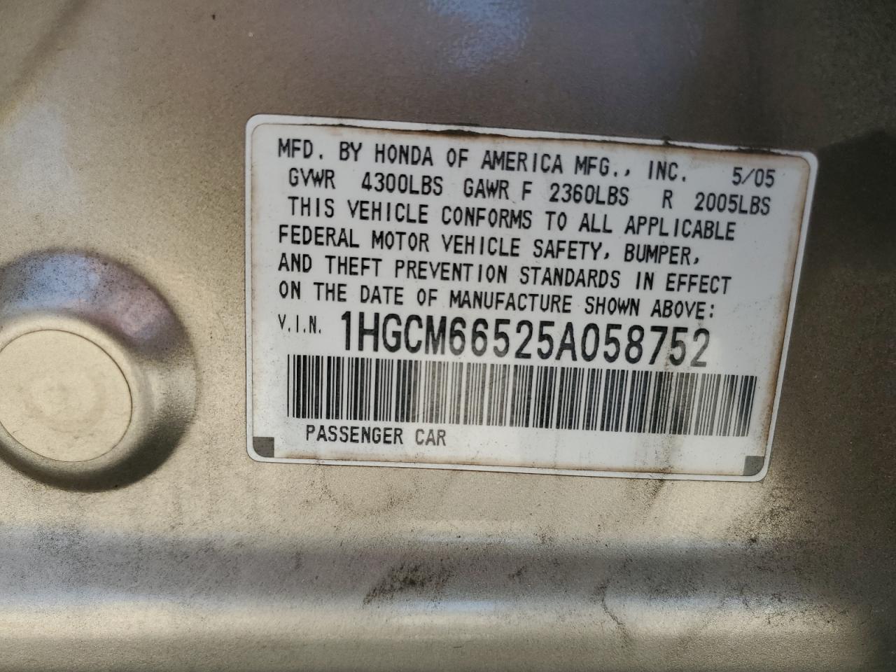 2005 HONDA ACCORD