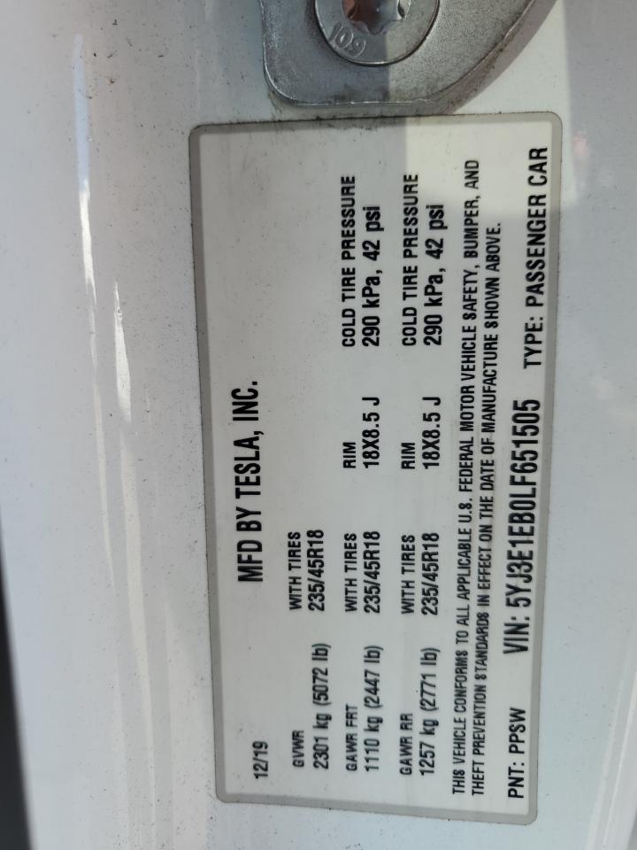 2020 TESLA MODEL 3