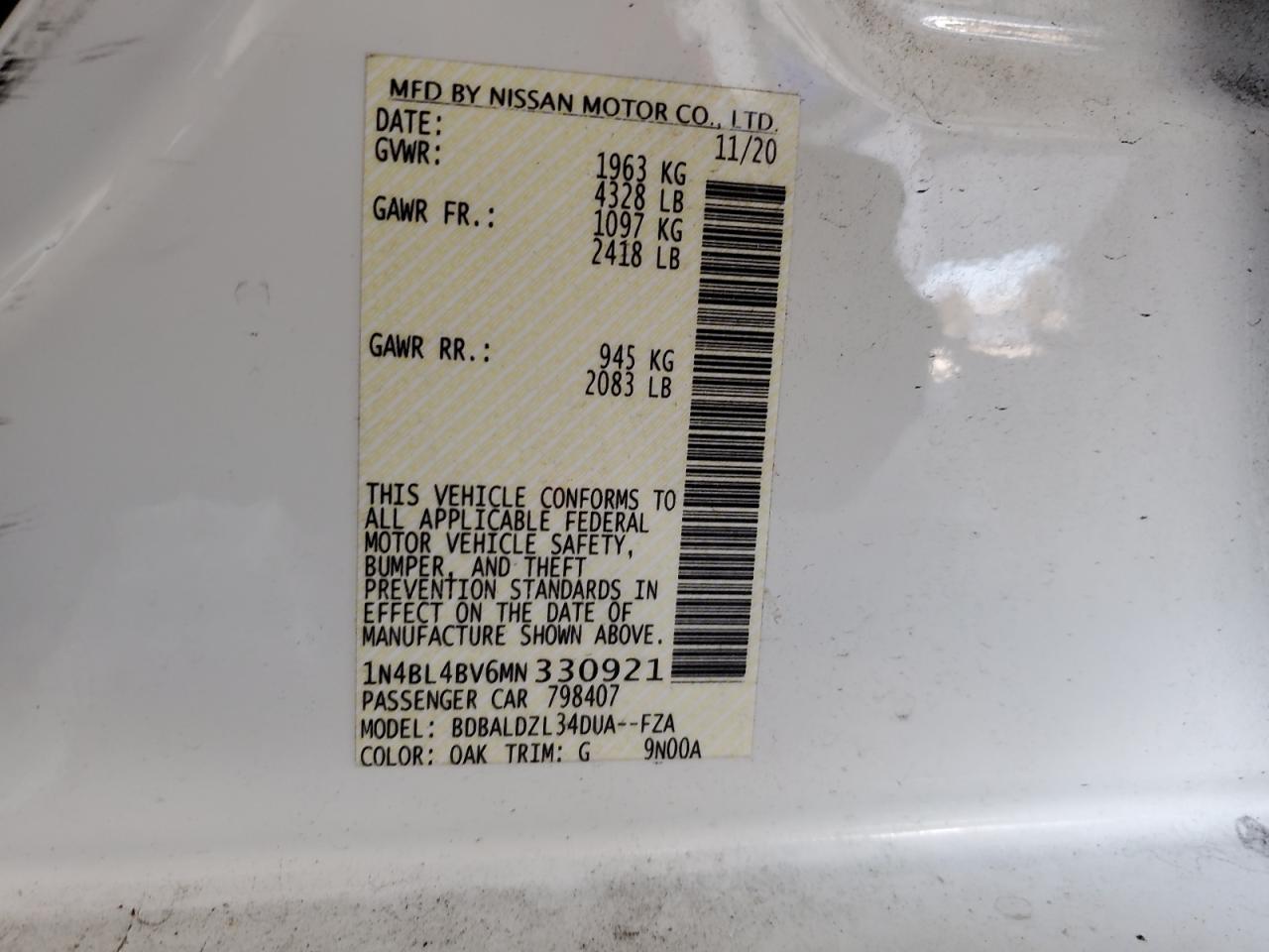 2021 NISSAN ALTIMA