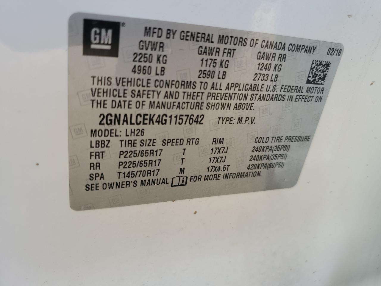 2016 CHEVROLET EQUINOX