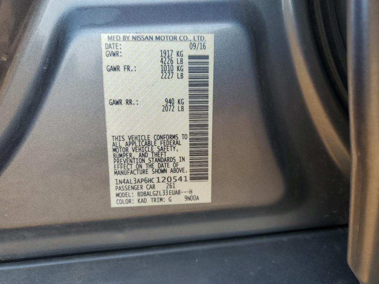 2017 NISSAN ALTIMA
