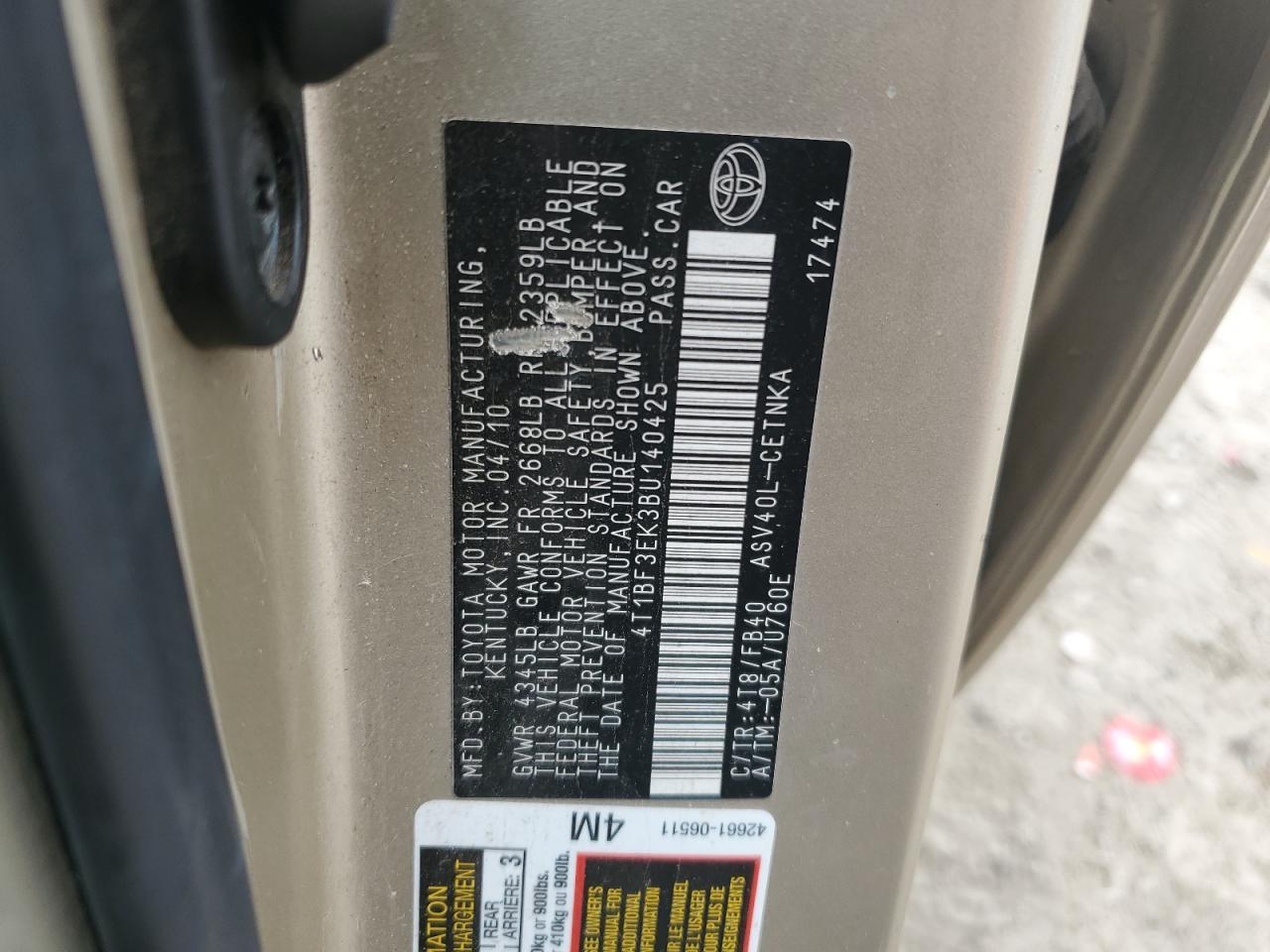 2011 TOYOTA CAMRY