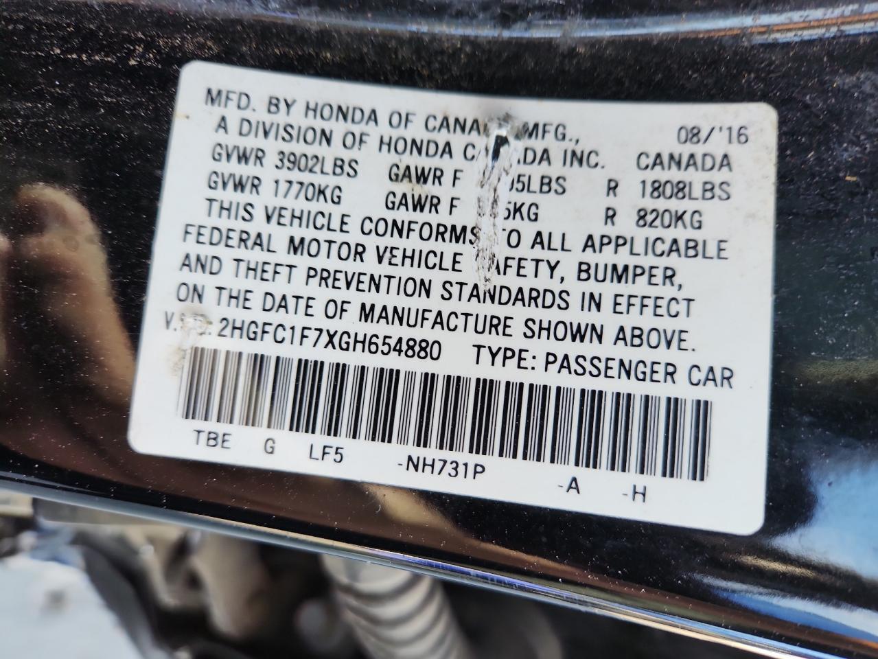 2016 HONDA CIVIC