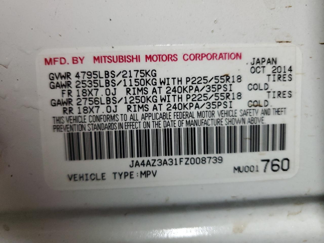 2015 MITSUBISHI outlander